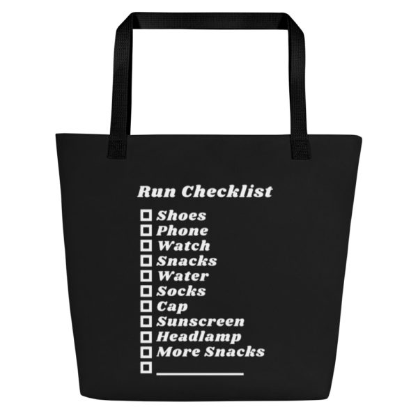 Ride + Run Checklist Large Tote Bag