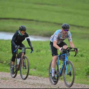 gravel cyclists racing at the Unbound 200 mile gravel race
